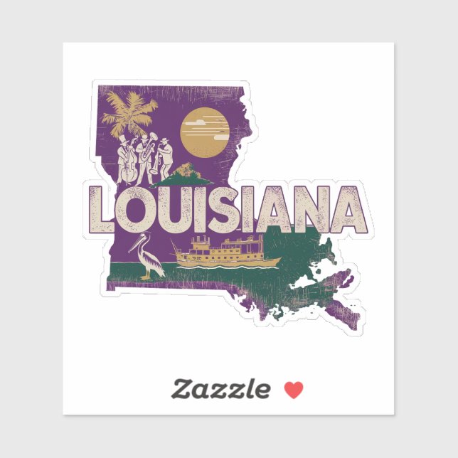 Retro Louisiana Staat Sticker (Blatt)