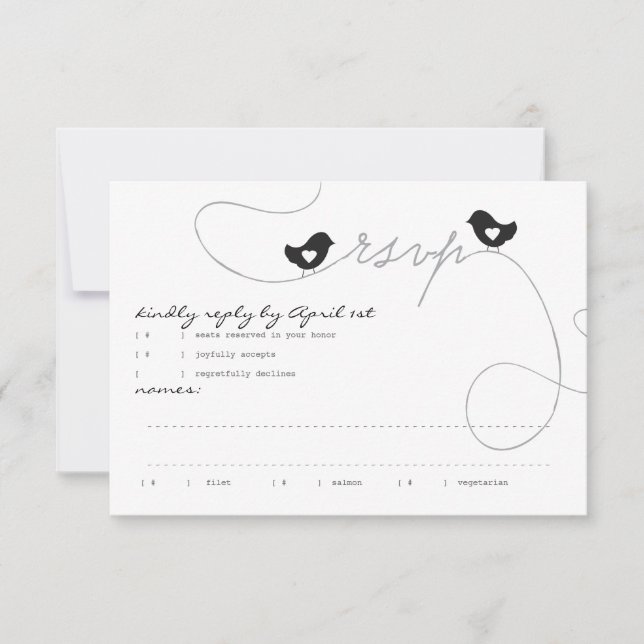 Retro Love Birds Response Card RSVP Karte (Vorderseite)