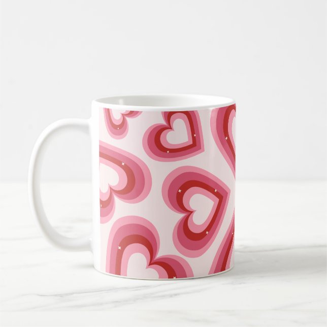 Retro Love Hearts Muster Tasse  (Links)