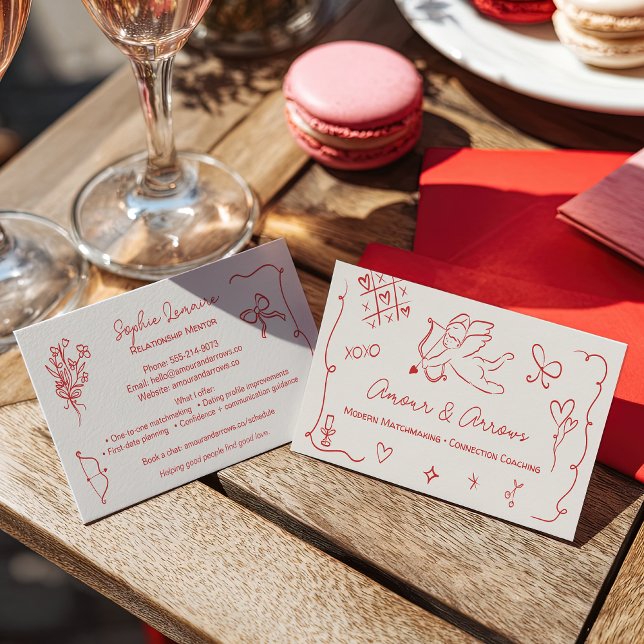 Retro Love Illustrations Matchmaking Dating Coach Visitenkarte (Retro Love Illustrations Matchmaking Dating Coach Business Card)