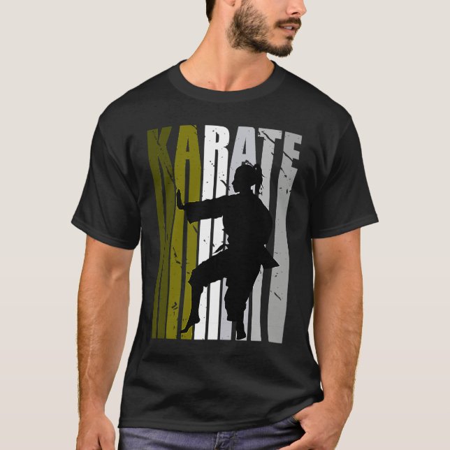 Retro Love Karate Sparring Birthday Olive Green Co T-Shirt (Vorderseite)