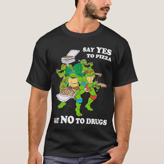 Retro Love Ninjaurtles Cartoon Say Yeso Pizza Say  T-Shirt (Vorderseite)