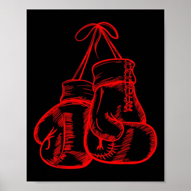 Retro Love Red Boxing Gloves Ohrs Boxer Gift Poster (Vorne)