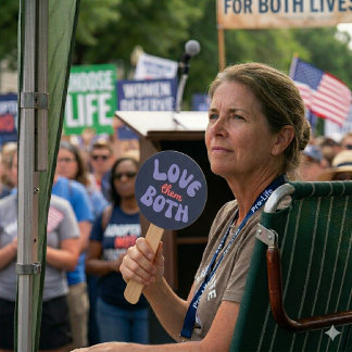 Retro Love Them Both Pro Life Mom Unborn Baby  Fächer