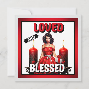 Retro Love und gesegnet Pinup Feiertagskarte