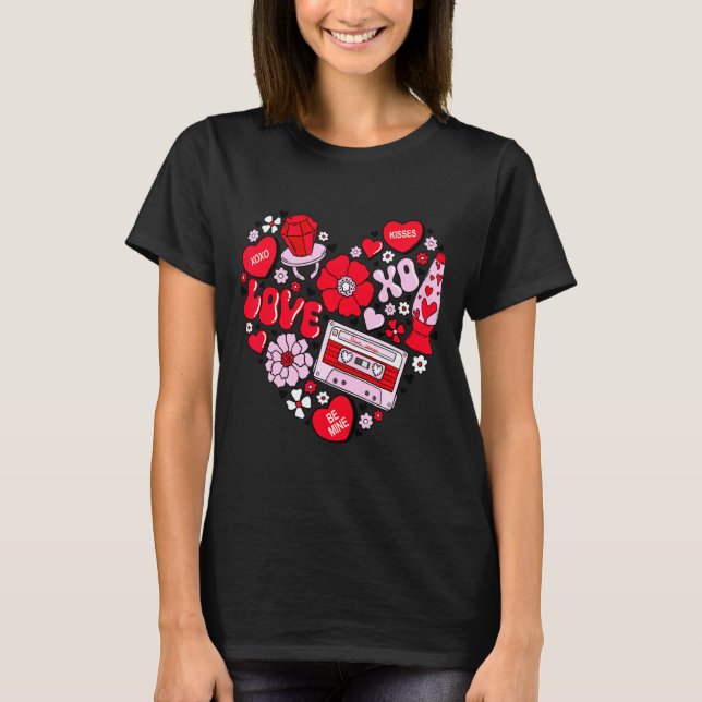 Retro Love Valentines Day Xoxo Conversation Hearts T-Shirt (Vorderseite)
