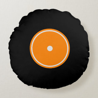 Retro-LP-Schallplatte | Oranger runder Kissen