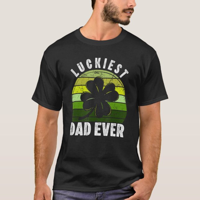 Retro Luckiest Vater Ever Kleeblatt St Patricks Da T-Shirt (Vorderseite)