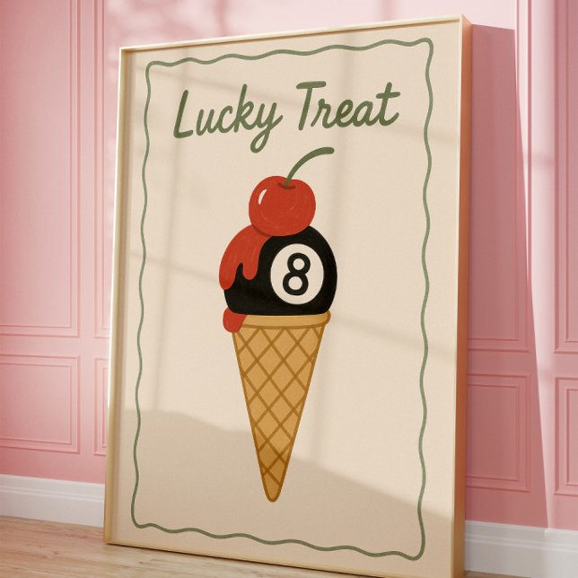 Retro Lucky 8 Ball Eiscreme-Wandkunst Poster (Von Creator hochgeladen)