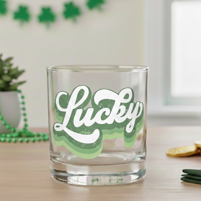 Retro Lucky Cool St Patrick's Day Whiskyglas (Retro Lucky Cool St Patrick's Day Whiskey Glass)