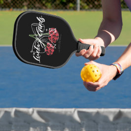 Retro Lucky Girls Cherry Quote Pickleball Schläger