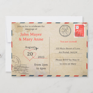 Retro Luftpost-Postkarten-Einladung Einladung