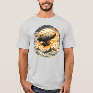 Retro-Luftschiff-Explorer Vintage-Steampunk-Himmel T-Shirt