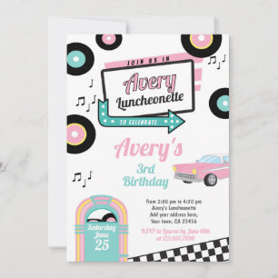 Retro-Luncheonette-Dinnerparty-Einladung Einladung