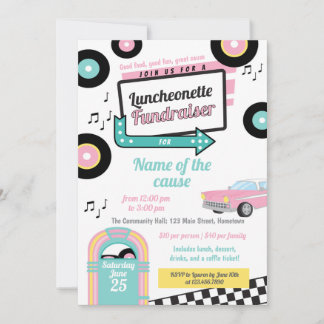 Retro Luncheonette Fundraiser Einladung