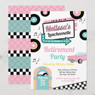 Retro-Luncheonette-Restaurantparty-Einladung Einladung