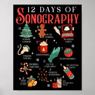 Retro Lustig 12 Tage der Sonographie Ultraschall-T Poster