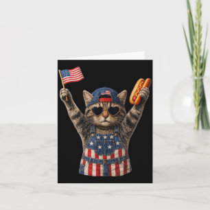 Retro Lustig Amerika Katze Hot Dog Liebhaber Patri Karte
