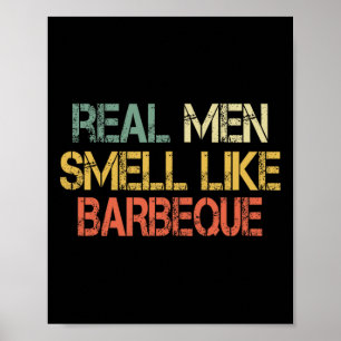 Retro Lustig Bbq Grillen Echte Männer Riechen Wie  Poster
