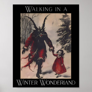 Retro Lustig Beim Spaziergang In Einem Winterwunde Poster