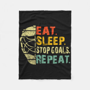 Retro Lustig Essen Schlafen Stop Ziele Wiederholen Fleecedecke