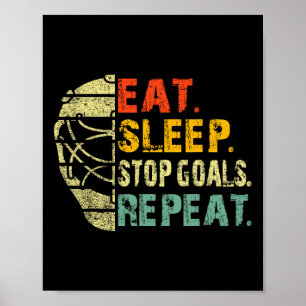 Retro Lustig Essen Schlafen Stop Ziele Wiederholen Poster