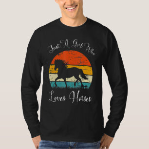 Retro Lustig Nur Ein Mädchen Das Pferde Liebt T-Shirt