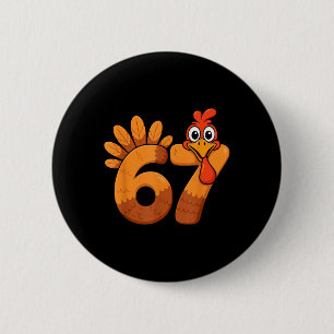 Retro Lustig Sechs Sieben 6 7 Meme Erntedankfest T Button