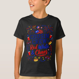 Retro lustige Cousin-Crew Rot-Weiß-Chaos Familie 4 T-Shirt