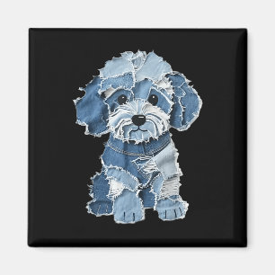 Retro lustige Denim-Patch Tier Hund Druck Magnet