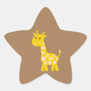 Retro lustige Giraffe pastellfarbener Blume Stern-Aufkleber