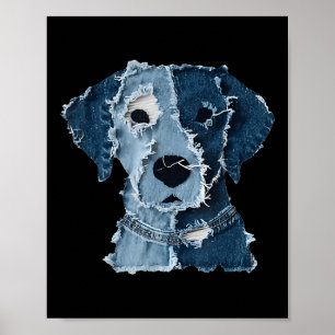 Retro lustige Jeans-Patch Tier Hund Poster