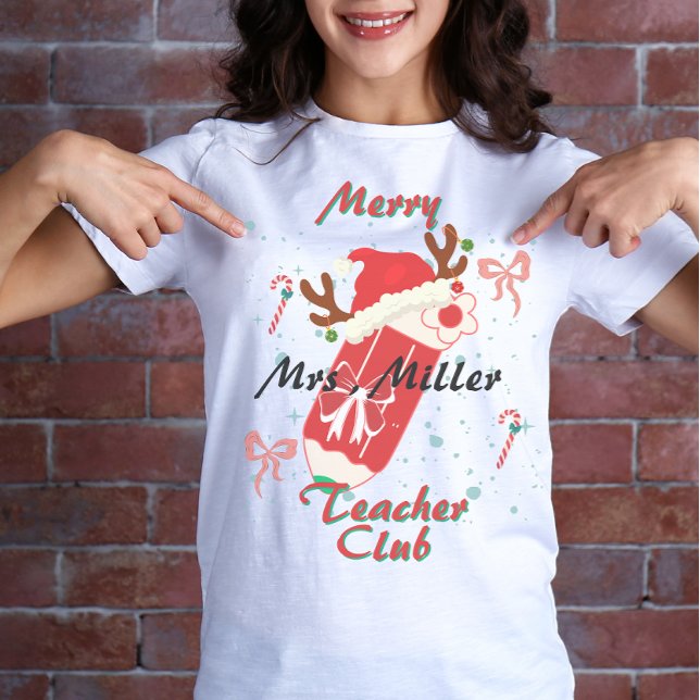 Retro lustige Lehrer Club, Retro Weihnachtslehrer T-Shirt (Von Creator hochgeladen)