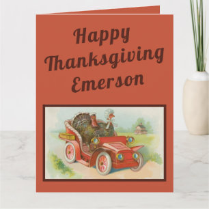 Retro lustige Thanksgiving-Memes Süße Truthahn-Car Karte