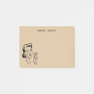 Retro Lustige Vintage-Frau Personalisierte Erinner Post-it Klebezettel