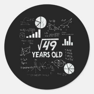Retro lustiger 7. Geburtstag Math Nerd Geschenk fü Runder Aufkleber