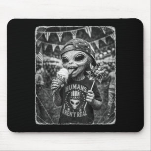 Retro Lustiger Außerirdischer Patriotischer Ufo Am Mousepad