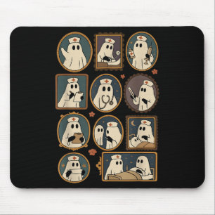 Retro lustiger Boo-Geist gruseliger Krankenpfleger Mousepad