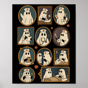 Retro lustiger Boo-Geist gruseliger Krankenpfleger Poster