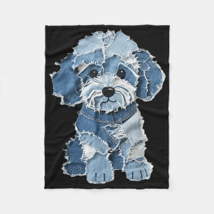 Retro lustiger Denim-Patch Tier Hund Druck  Fleecedecke
