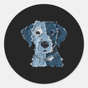 Retro Lustiger Denim-Patch Tier Hund Runder Aufkleber