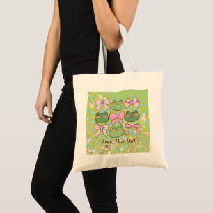 Retro Lustiger Frosch Liebhaber Grüner Groovy Tragetasche
