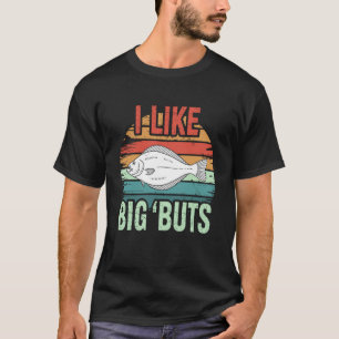 Retro lustiger Heilbutt Fisch Witz Angeln Outdoor- T-Shirt