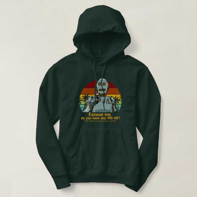 Retro-lustiger Roboter braucht Öl Hoodie (Design vorne)
