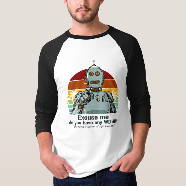 Retro-lustiger Roboter braucht Öl T-Shirt (Vorderseite)