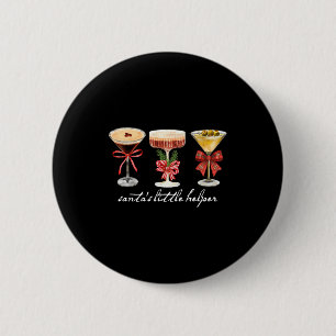Retro Lustiger Santas Kleiner Helfer Martini Frohe Button
