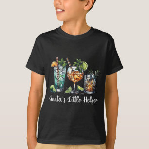 Retro Lustiger Santas Kleiner Helfer Martini Frohe T-Shirt