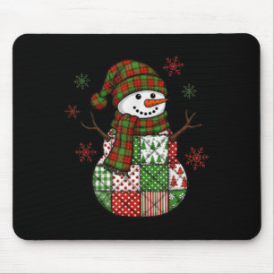 Retro lustiger Weihnachten Patchwork Schneemann Xm Mousepad