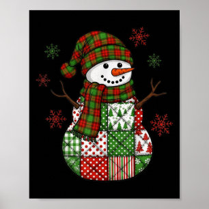Retro lustiger Weihnachten Patchwork Schneemann Xm Poster
