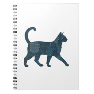 Retro lustiges Denim-Patch-Tier-Katz-Shirt Notizblock